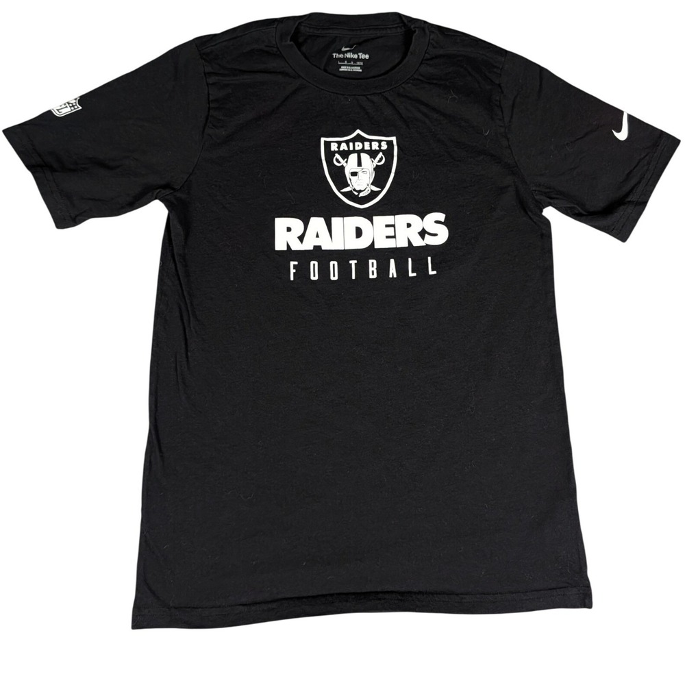 Nike Raiders Football Shirt Youth L 14/16 Black Graphic Tee NFL Excellent